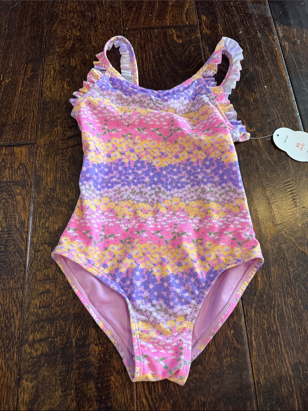 wonder nation Pink, Purple & Yellow Floral One-Piece Swimsuit